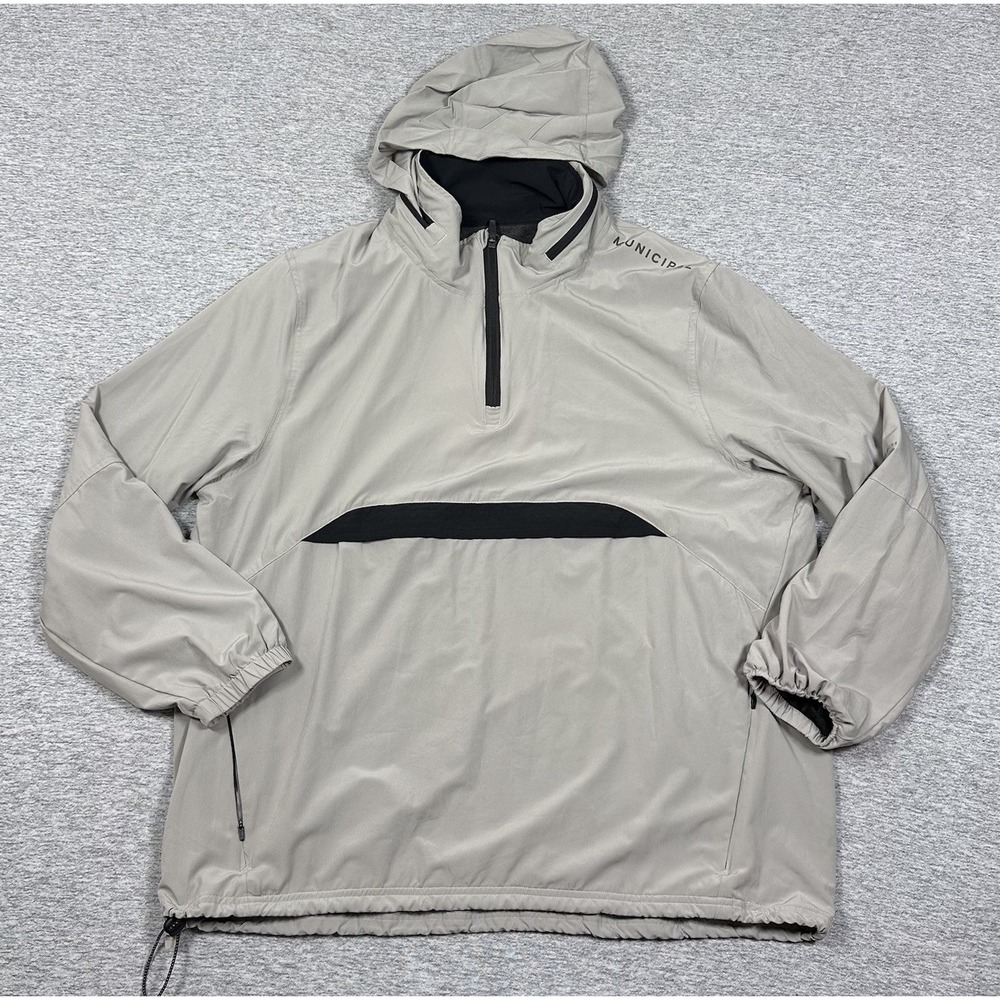 Municipal Sport Utility Jacket Mens XXL Gray 1/4 Zip Hooded Monarch Beach Golf